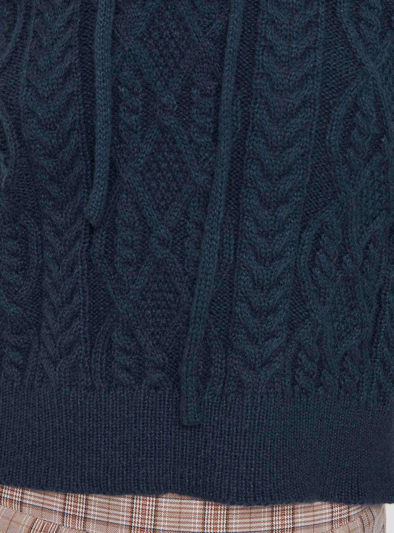 product Princess Polly Jorvik Cropped Cable Knit Hoodie Navy Cropped 