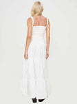 back view of model wearing Princess Polly Heart Shaped Maxi Dress White Square Neck 