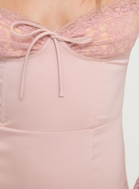 product Princess Polly Markwell Long Sleeve Mini Dress Pink Sweetheart Neckline 