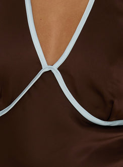 Jacyntha Halter Mini Dress Chocolate / Blue