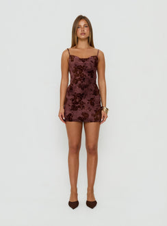 Emmalee Low Back Mini Dress Burgundy Burnout