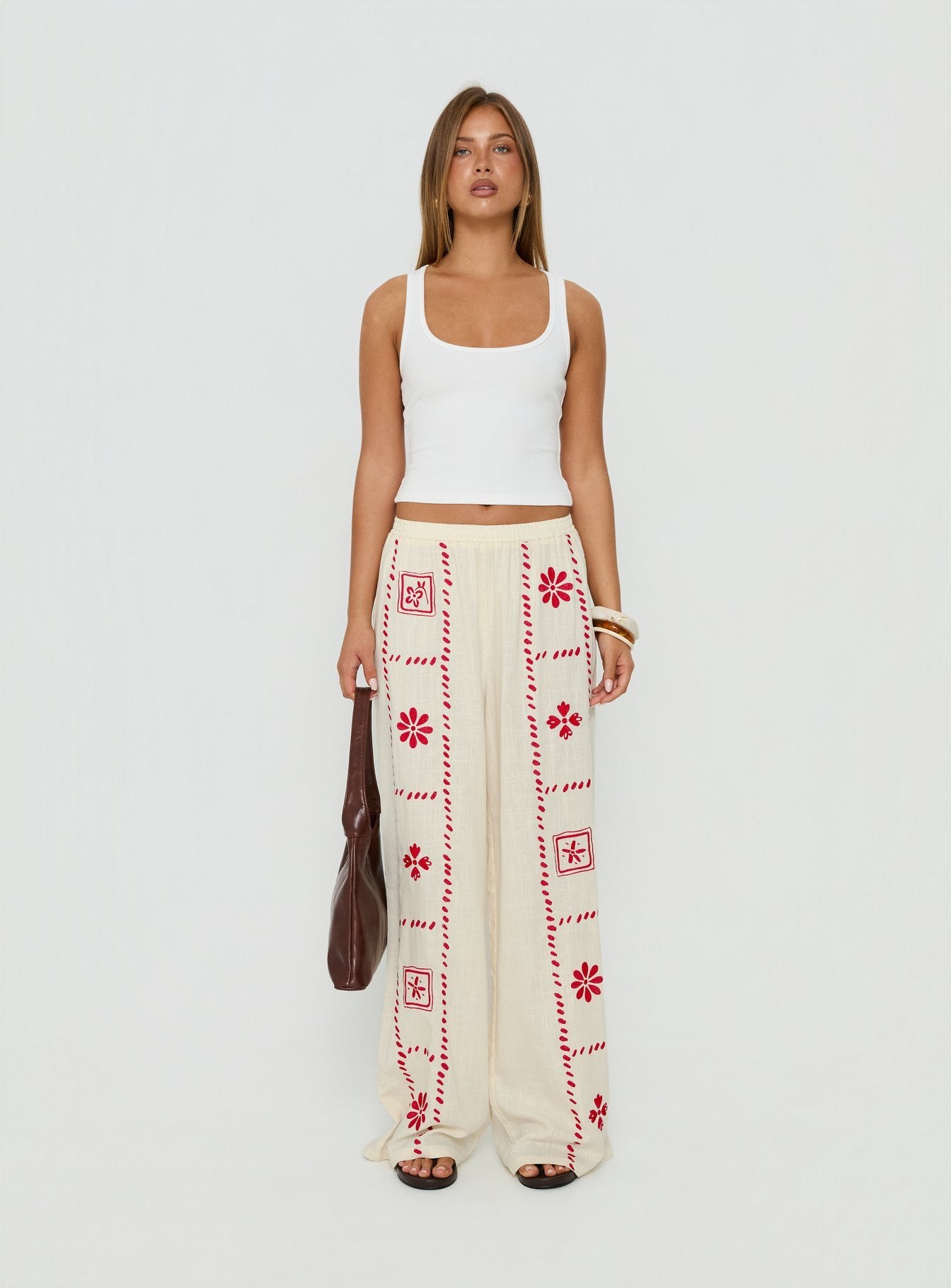Grazia Pants Cream / Red | Princess Polly