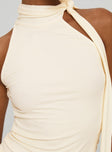 High-neck tank top with tie detail Good stretch, unlined 
