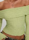 product Princess Polly Back With Love Off Shoulder Long Sleeve Top Green Full Sleeves straight 