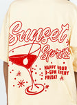 product Princess Polly Half Sleeves High Neck  Sunset Spirit Oversized Tee Cream