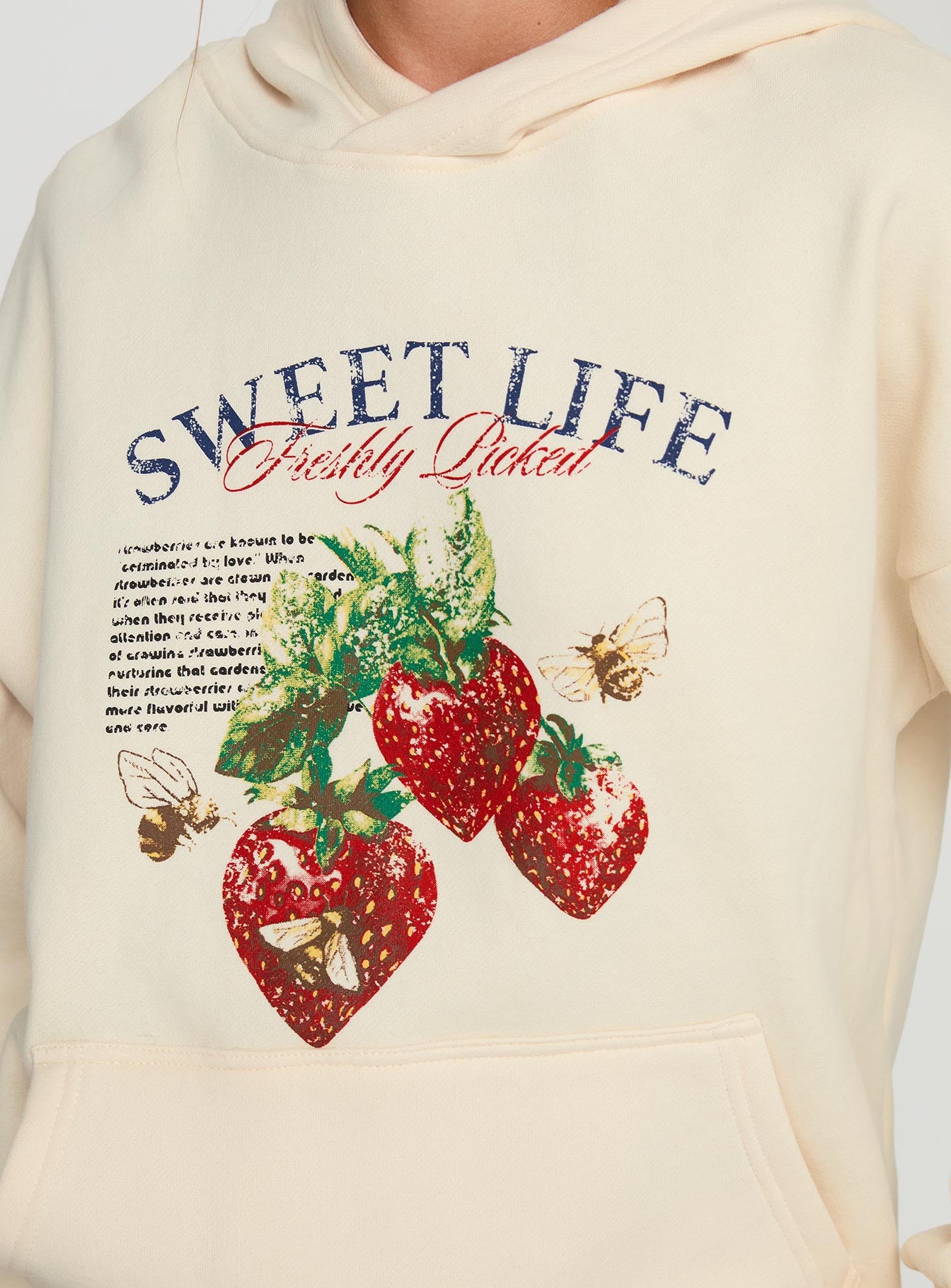 back view of model wearing Princess Polly Sweet Life Graphic Sweater Cream Long 