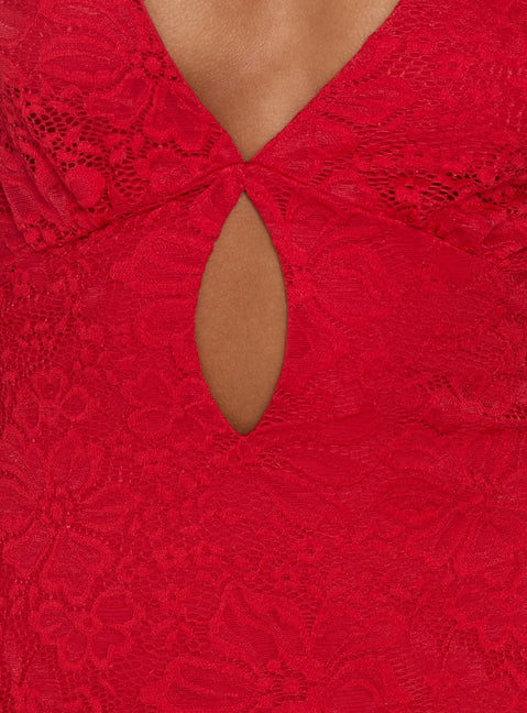 Steffie Lace Backless Mini Dress Red
