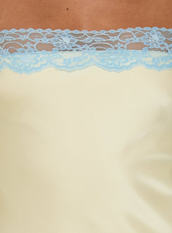 Rommie Lace Detail Drop Waist Playsuit Butter / Blue