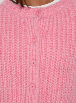 Elowynne Button Up Knit Cardigan Pink
