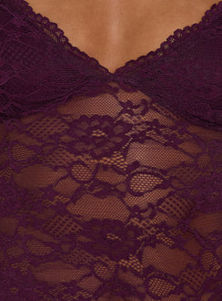 Arria Sheer Lace Top Plum