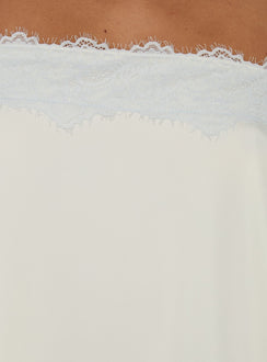 Daesa Longline Lace Top Cream / Blue