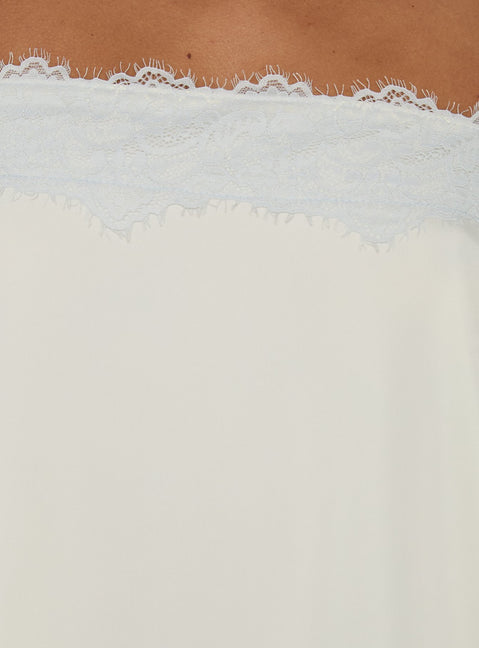 Daesa Longline Lace Top Cream / Blue