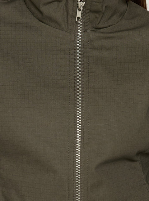 Avorie High Neck Cinched Jacket Khaki