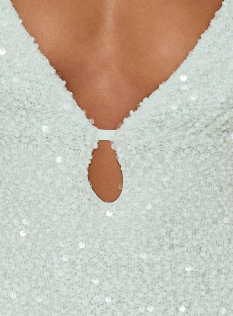Feel The Vibrations Sequin Mini Dress Blue