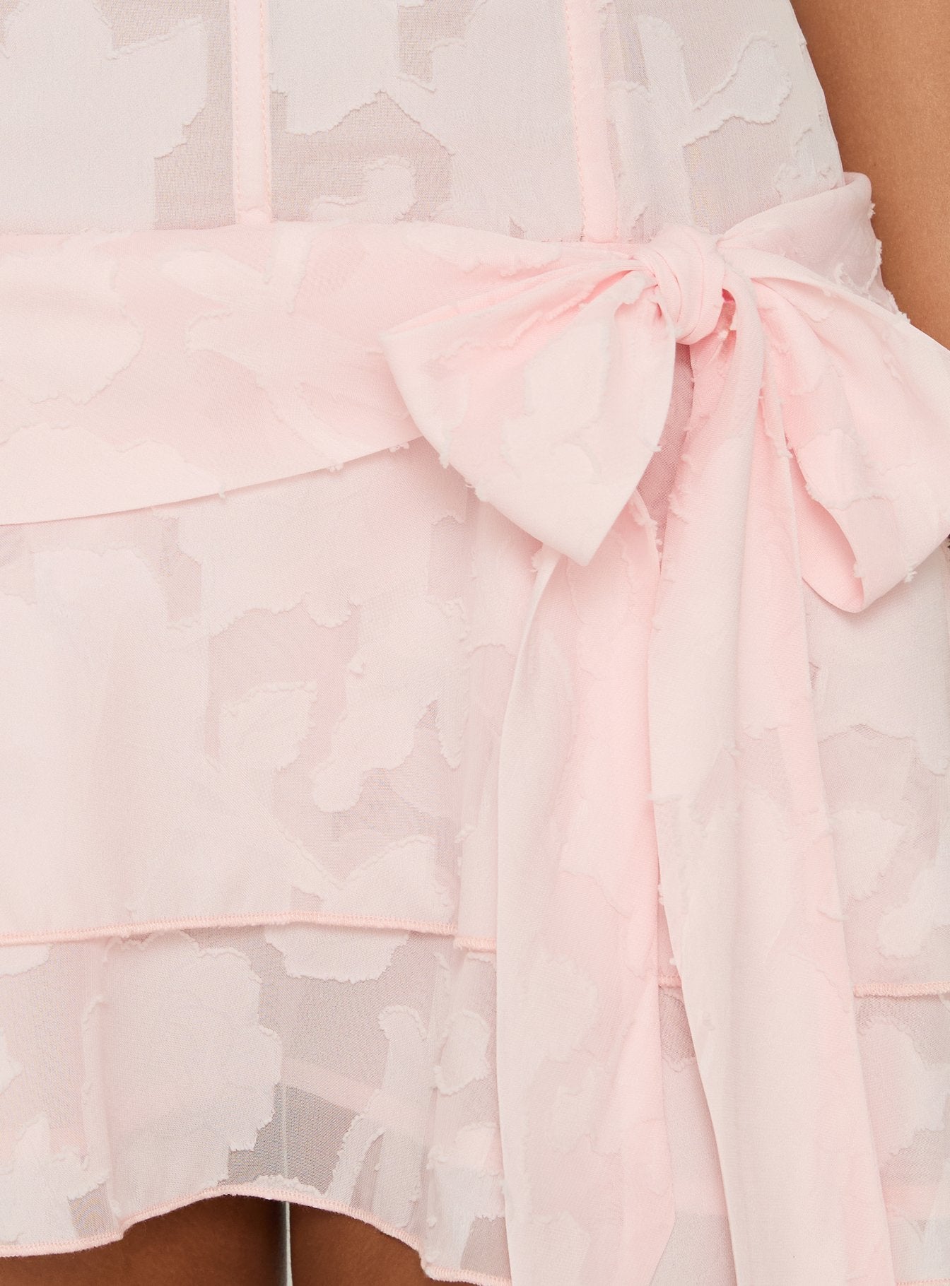 Azuriah Chiffon Strapless Corset Tiered Mini Dress Pink