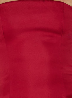 Soft Bloom Drop Waist Strapless Mini Dress Red