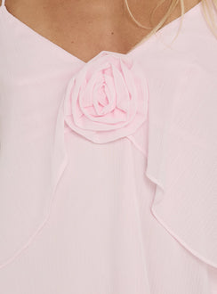 Big Picture Chiffon Babydoll Frill Mini Dress Soft Pink