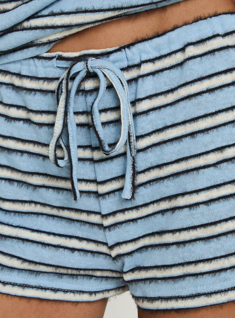 Meradith Tie Waist Shorts Blue Stripe