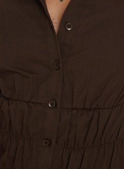 Oryn Gathered Waisted Top Brown
