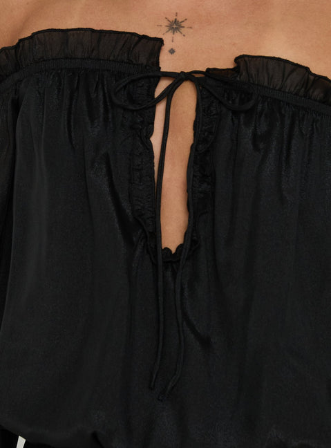 Zarevia Off Shoulder Long Sleeve Mini Dress Black