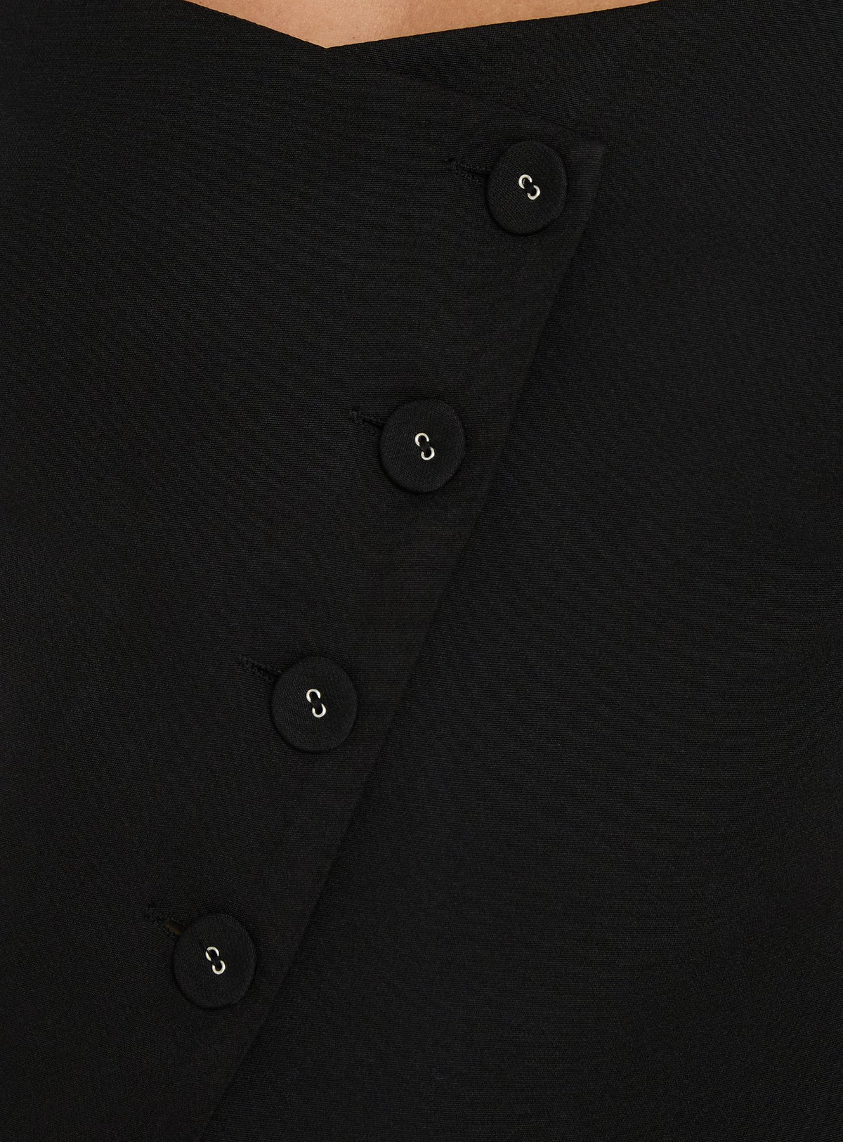 Charlissa Asymmetrical Button Top Black
