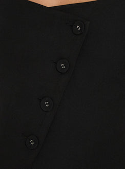 Charlissa Asymmetrical Button Top Black