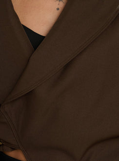 Adelaiide Cropped Wrap Trench Jacket Chocolate