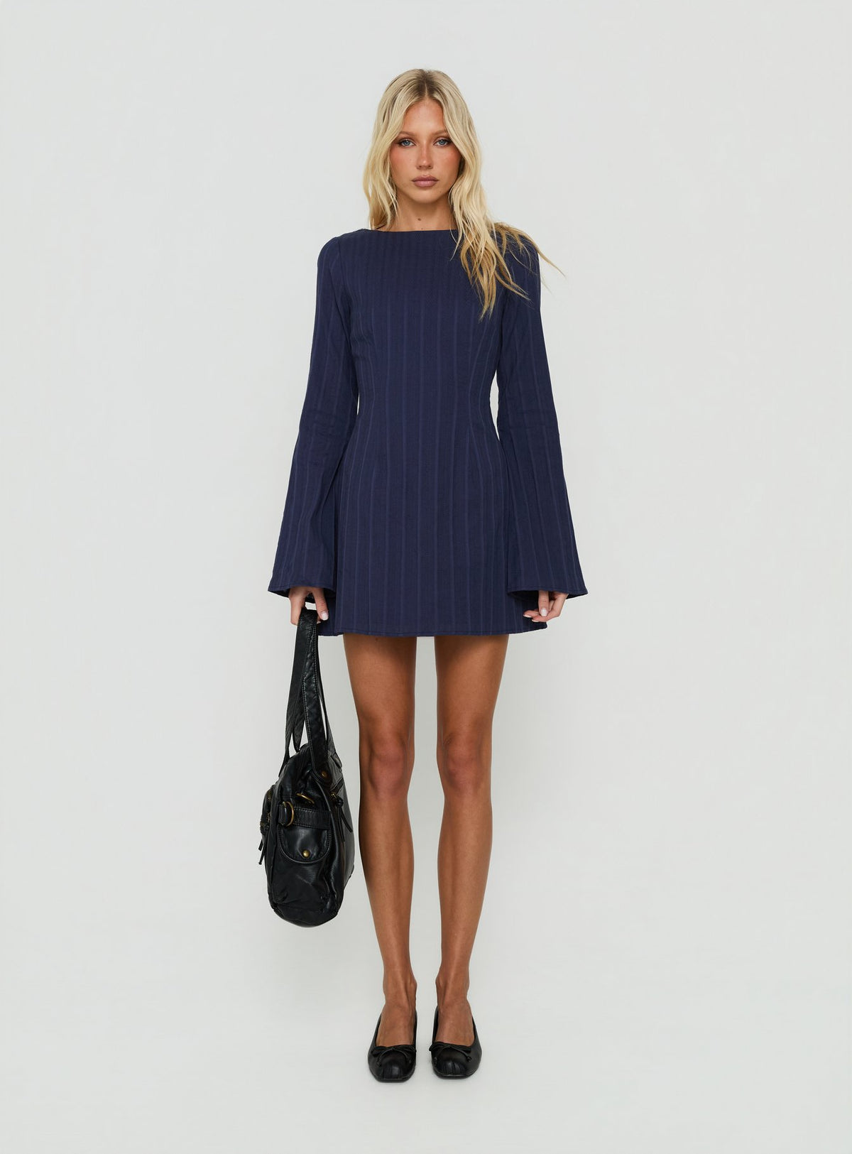 Alfalfa Long Sleeve Mini Dress Navy