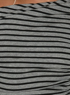 Beller Long Sleeve Mini Dress Grey / Black Stripe