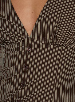 Loveliness Romper Brown Stripe