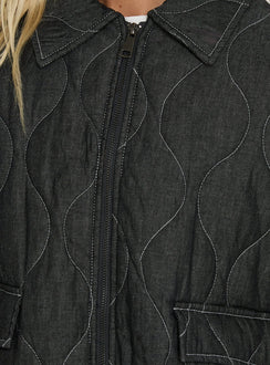 Taggie Quilted Jacket Washed Black