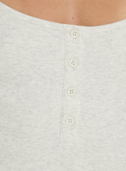 Keslie Long Sleeve Henley Top Grey