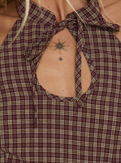Noellah Keyhole Halter Top Multi Check
