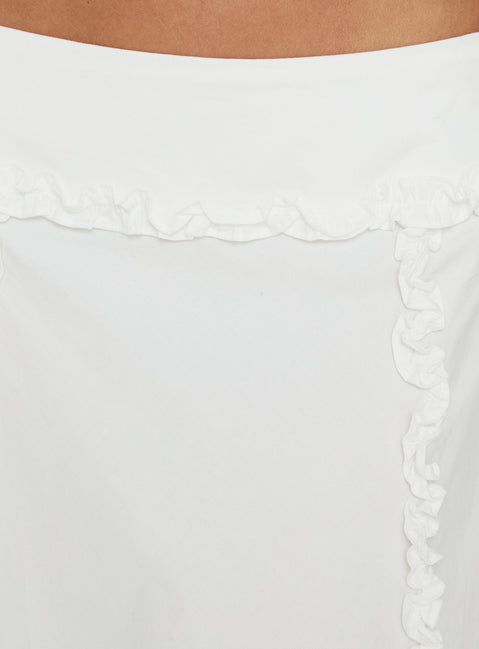 Sannah Ruffle Midi Skirt White