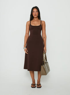 Esmiana Slinky Midi Dress Chocolate