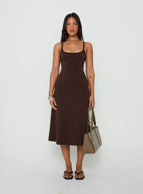 Esmiana Slinky Midi Dress Chocolate