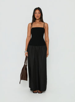 Erroll Drop Waist Knit Maxi Dress Black