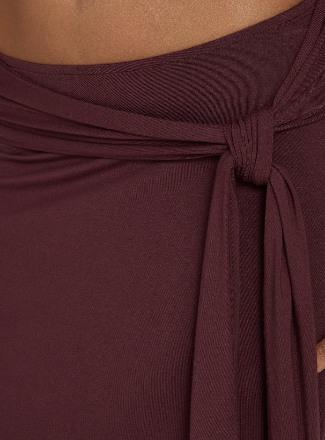 Soft Focus Tie Waist Midi Skirt Plum Noir
