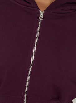 Lanna Fleece Zip Through Cropped Hoodie Plum