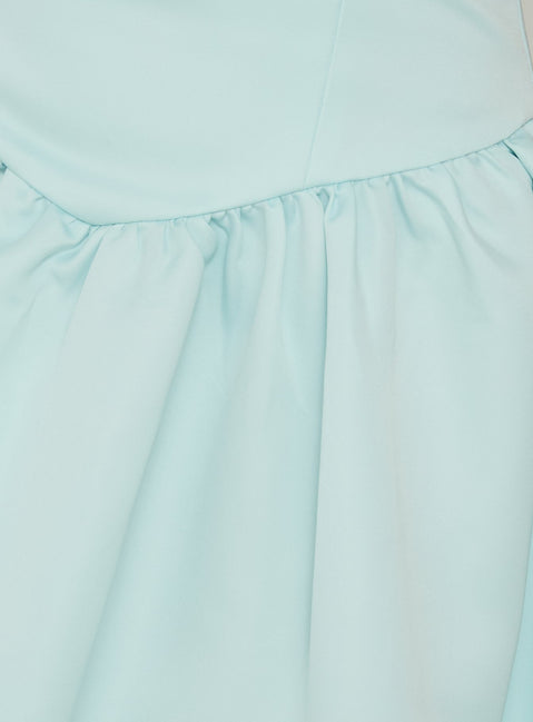 Soft Bloom Drop Waist Strapless Maxi Dress Blue