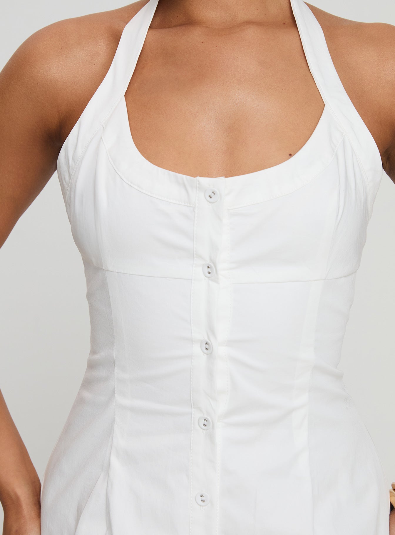Mallorie Halter Mini Dress | White | Womens | Princess Polly Lower Impact Mallorie Halter Mini Dress | White | Womens | Princess Polly Lower Impact