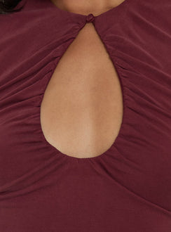 Karmica Keyhole Ruched Mini Dress Plum