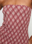 Strapless dress Checkered print, elasticated band at bust, frill detail on hem Good stretch, unlined 