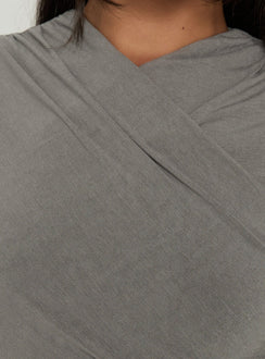 Kamona Crossover Ruched Mini Dress Grey