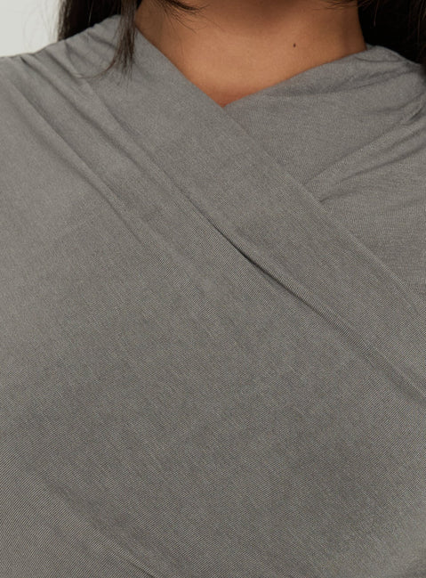 Kamona Crossover Ruched Mini Dress Grey
