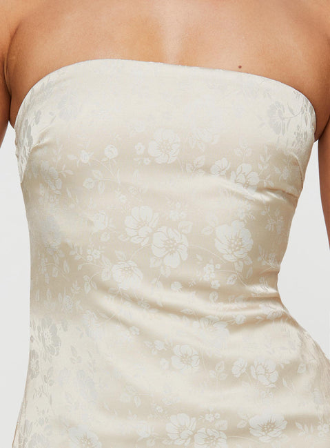 princess polly eco ramie strapless mini dress Ramie Strapless Mini Dress Champagne
