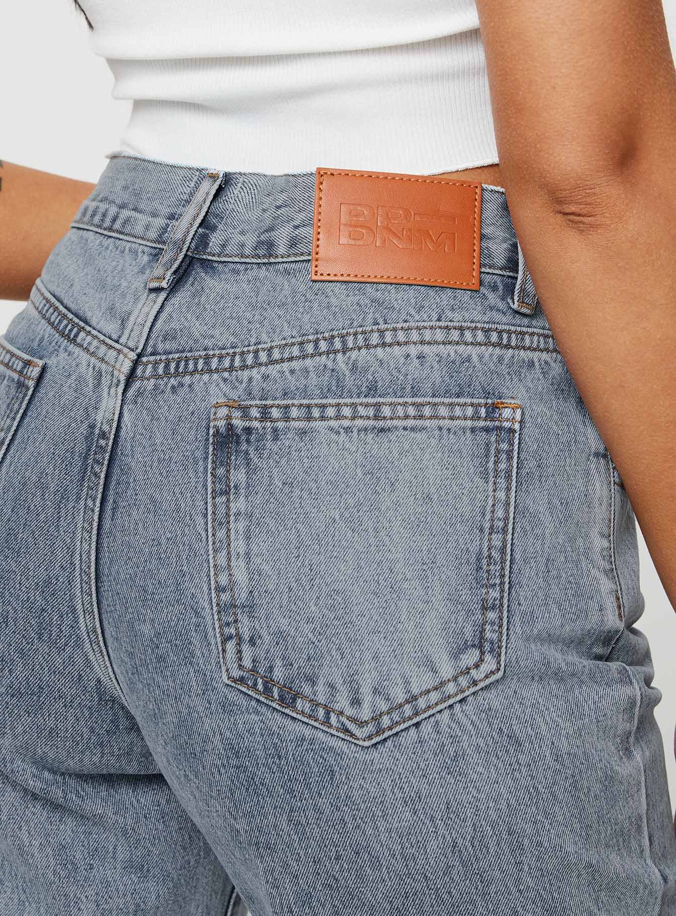 product Princess Polly High Waisted  Krena Adjustable High Mid Rise Jeans Mid Wash