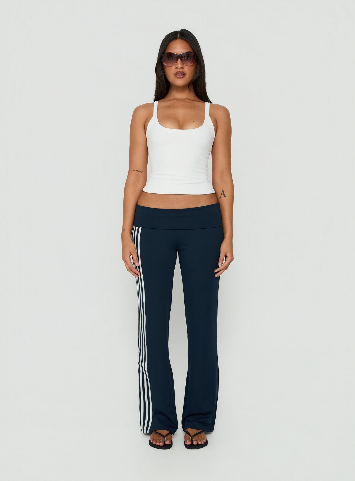 Layover Straight Leg Pants Navy Stripe