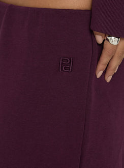 Kaeya Fleece Wide Leg Low Rise Pants Plum