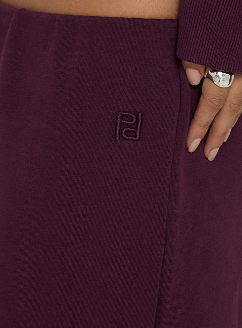 Kaeya Fleece Wide Leg Low Rise Pants Plum